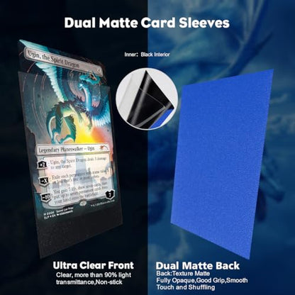 Wisdom Blue Dual Matte Card Sleeves, Katomula Card Sleeves for MTG, Standard Card Sleeve for PKM, Flesh & Blood - color: Wisdom Blue