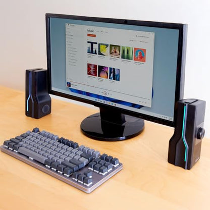 Desktop USB Powered 2-in-1 Soundbar Stereo Speaker, RGB LED Light - style: LED