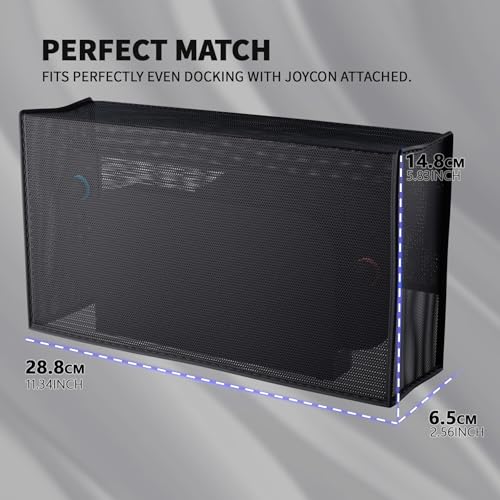 PlayVital Breathable Dust Cover for Nintendo Switch 2, Anti-Scratch Nylon Dust Guard Waterproof Cover Sleeve for Nintendo Switch 2 Console & Charging Dock -Black