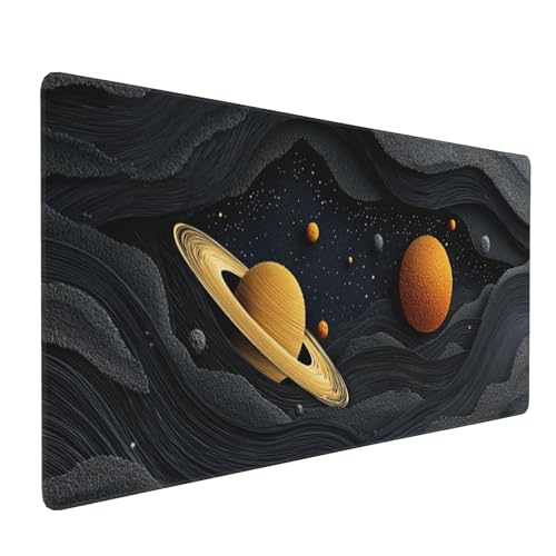 Galactic Space Planet Large Gaming Mouse Pad, Non-Slip Rubber Base, Desk Keyboard Mat, 35.4" x 15.7", Gift for Teens - color: Galactic Space Planet