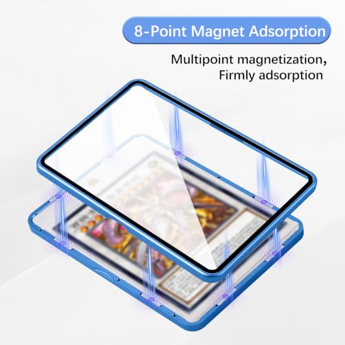 Card Case, 8-Point Magnetic Lock, Premium Aluminum Alloy Protector with 35pt One Touch Card Holder, Personalized Card Sleves Fits Trading Cards, Sports Cards, Game Cards, Collectible Cards (Blue) - color: Blue, style: Card Case