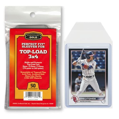 Cardboard Gold Toploader Sleeves - Ultimate Protection Resealable Snug Fit Top Loader Sleeves - Acid Free Archival Safe - Holds Toploaders Securely (75pt-140pt Sleeves, 50 Toploader Sleeves) - size: 50 Toploader Sleeves, style: 75pt-140pt Sleeves