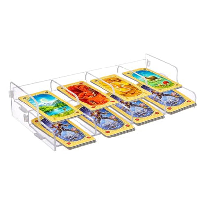 DICOSMETIC 2-Tier 8-Grid Acrylic Card Tray Organizer Clear Card Sorting Tray Holder Game Piece Holder Accessories for Catan Settlers Board Game and All Other Cards Games
