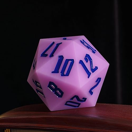 55mm Silicone D20 DND Dice, Large D20 Single 20 Sided Dice | Glow-in-the-Dark D20 Giant Dice with Gift Box for Dungeons and Dragons RPG Bar Pub Club Party Games (Purple/Blue) - color: Purple/Blue