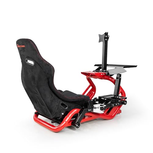 azracing SV-R Professional Modular Racing Simulator Cockpit | Fully Adjustable | Direct Drive Support,Compatible with Thrustmaster, Fanatec, Moza on PC, Xbox and PS,Includes Expansion Bracket - color: Black