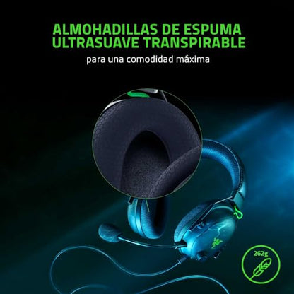 Razer BlackShark V2 Gaming Headset: THX 7.1 Spatial Surround Sound - 50mm Drivers - Detachable Mic - for PC, PS4, PS5, Switch, Xbox One, Xbox Series X|S - 3.5mm Audio Jack & USB DAC - Black