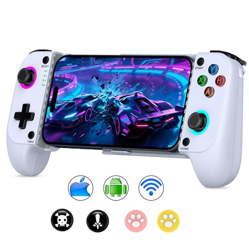 LIFUFUTEE Mobile Gaming Controller for iPhone/Android, Wireless Phone Controller with Hall Joysticks, Mobile Controller Phone Case Support for Xbox Game Pass, Steam Link & More, Off White - color: Off White