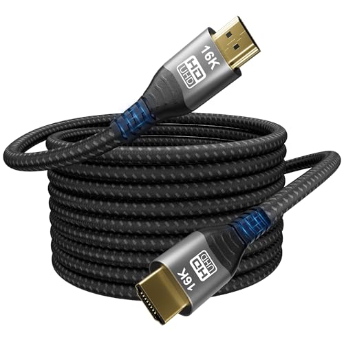 16K 10K 8K HDMI 2.2 Cable 6.6FT, 96Gbps Ultra High Speed HDMI Braided Cord, Support 16K@30Hz 8K@60Hz 4K@120Hz HDCP 2.2&2.3, Dynamic HDR,eARC,DTS:X, for Roku TV/HDTV/PS5/Xbox/Blu-ray - size: 2M/6.6Feet