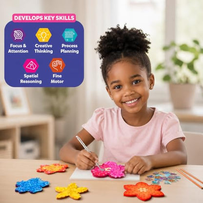 Skillmatics Poke-in Art – Flower Bouquet, Mess-Free Wood Craft Kit | Colorful Creative Play for Girls and Boys Ages 4, 5, 6, 7, 8, 9, Fine Motor Skills, Screen-Free Fun, Personalized DIY Gifts - style: 2. Flower Bouquet