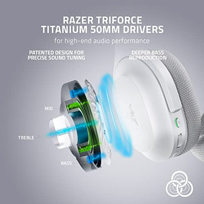 Razer Barracuda Wireless Gaming & Mobile Headset (PC, PlayStation, Switch 2, Android, iOS): 2.4GHz Wireless + Bluetooth - Integrated Noise-Cancelling Mic - 50mm Drivers - 40 Hr Battery - Mercury White | Integrated Noise-Cancelling Mic, 50mm Drivers, 40 Hr