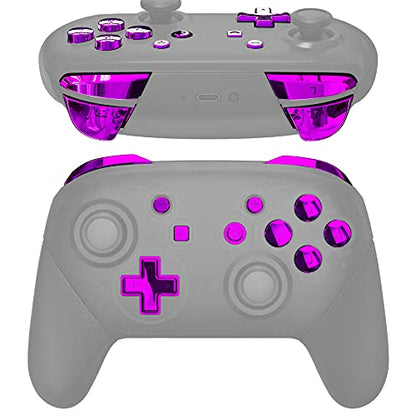 eXtremeRate Chrome Purple Repair ABXY D-pad ZR ZL L R Keys for Nintendo Switch Pro Controller, Glossy DIY Replacement Full Set Buttons with Tools for Nintendo Switch Pro - Controller NOT Included - color: Chrome Purple