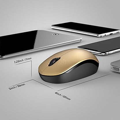 seenda Wireless Mouse for Laptop, 2.4G Noiseless Mouse with USB Receiver - Optical Tracking Portable Computer Mice for Chromebook, PC, Tablet, Windows System, 24 Months Battery Life - Black & Gold - color: Gold and Black