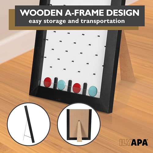 Ilyapa Prize Drop Board, 13x17 in - Penny Drop Game, Whiteboard Sign | Wooden A-Frame Whiteboard Sign, Includes 8 Coin Drop Discs & Eraser - For Trade Shows & Events
