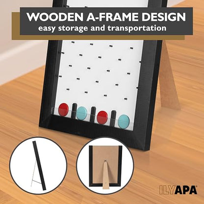 Ilyapa Prize Drop Board, 13x17 in - Penny Drop Game, Whiteboard Sign | Wooden A-Frame Whiteboard Sign, Includes 8 Coin Drop Discs & Eraser - For Trade Shows & Events