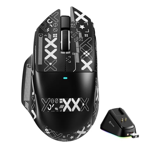 ATTACK SHARK V6 65g Superlight Wireless Gaming Mouse with Magnetic Charging Dock,BT/2.4GHz Wireless/Wired Mouse 1K Polling,PixArt PAW3311 Sensor,25000DPI,Tape,Office Gamer Mice for PC/Win/Mac(Black) - color: Black, size: Mouse & Grip Tape