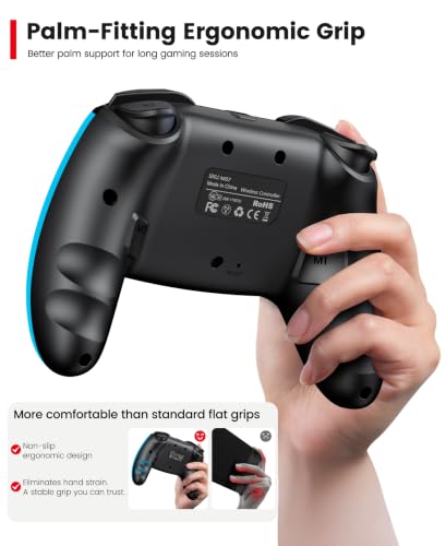 Switch Controller 2-Pack, Wireless Pro Controller for Switch2/Switch/Lite/OLED, Bluetooth Gamepad with Programmable Back Buttons, Turbo, Vibration, Gyro, Compatible with iOS/Android/PC, Includes 2 Stands - color: Red & Blue-2 pack