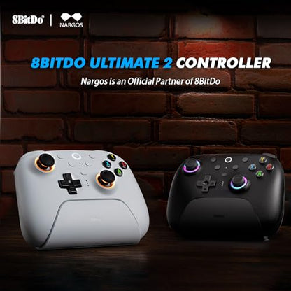8BitDo Ultimate 2 Wireless Controller, Game Gamepad for PC Android Steam Deck with TMR Joysticks, Switchable Hall Effect/Tactile Triggers, RGB Fire Ring, PC Steam Gamer Gift - color: Black