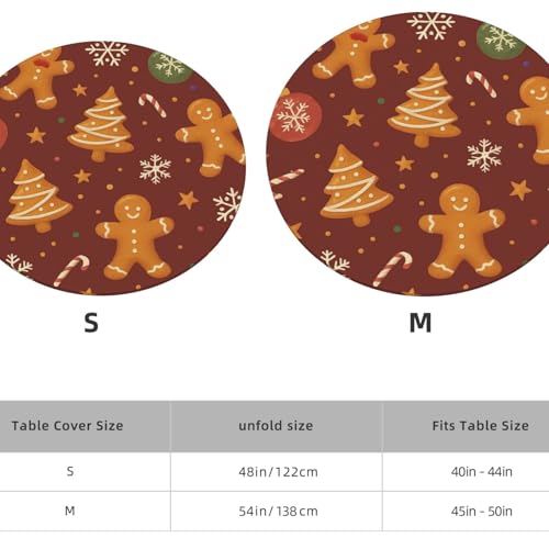 Famame Gingerbread Man Christmas Round Fitted Tablecloth with Elastic Protector Table Kitchen Dinner Waterproof Oil-Proof Table Covers Fits 40"-44", Small - color: Gingerbread Man Christmas, size: Small (40"-44")
