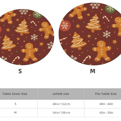 Famame Gingerbread Man Christmas Round Fitted Tablecloth with Elastic Protector Table Kitchen Dinner Waterproof Oil-Proof Table Covers Fits 40"-44", Small - color: Gingerbread Man Christmas, size: Small (40"-44")