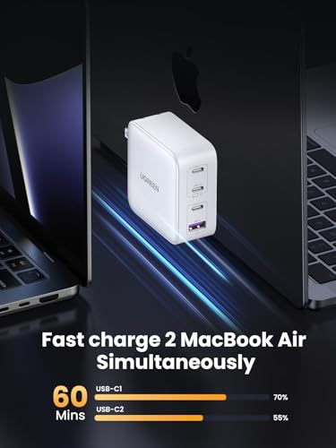 UGREEN Nexode 100W GaN USB C Charger, 4-Port Compact Foldable Fast Laptop Charger Power Adapter for MacBook Pro/Air, iPad Pro, iPhone 17/16/15 Series, Galaxy S25/S24, Pixel 10/9, Steam Deck, Pixelbook - color: White