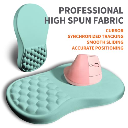 Ergonomic Joint Wrist Support Mouse Pad with Memory Foam Cushion Massage Bump, Carpal Tunnel Pain Relief Mousepad Slope Design for Wrist Rest, 11.8x7.9 in, LightBlue - color: LightBlue