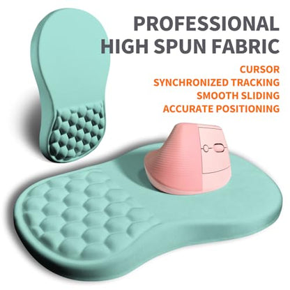 Ergonomic Joint Wrist Support Mouse Pad with Memory Foam Cushion Massage Bump, Carpal Tunnel Pain Relief Mousepad Slope Design for Wrist Rest, 11.8x7.9 in, LightBlue - color: LightBlue