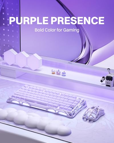 GravaStar Mercury K1 Purple 75% Wireless Mechanical Keyboard – Tri-Mode BT5.0/2.4GHz/USB-C Gaming Keyboard, Jelly Keycaps, Linear Switches, RGB Backlit Creamy Keyboard for PC/Mac【Lavender Purple】 - color: Lavender Purple