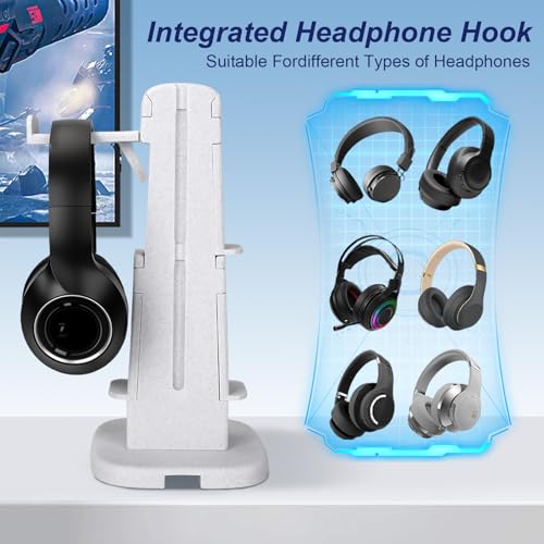 Controller Holder & Headset Stand Tower - Rotary Gaming Controller & Headphone Stand with Joy-Con Slot for Gamers