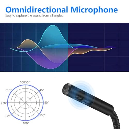 Mini USB Condenser Microphone with Adjustable Stand, Plug & Play Computer Mic for PC Laptop Mac, Gaming Streaming Recording Video Conference Zoom