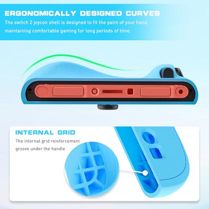 PAWDIARY Switch 2 2025 Silicone Grip Controller Case, Frosted Switch 2 Protective Cover Comfort Handle and 2 Thump Caps, [2 Pieces] Anti-Scratch Softshell Skin - Blue&Green - color: Blue-Green