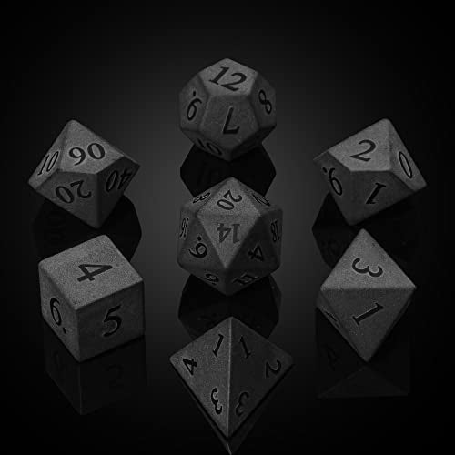 UDIXI Frosted Obsidian Gemstone Dice Set Stone DND Dice for Tabletop Games | Natural Stone, Premium Gift Box, DM Gift, for Dungeons and Dragons Role Playing Games - color: Frosted Obsidian
