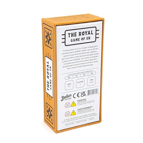 Stellar Factory Royal Game of Ur, Ancient Strategy Race Game, 2 Players | Includes rules in 4 languages: English, Spanish, French, German; 5,000-year-old game; travel drawstring bag.