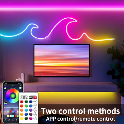 segrass 16.4FT Neon Rope Light,Flexible Led Rope Lights Control with App/Remote,Multiple Mode Rope Lights,IP65 Outdoor RGB Led Neon Lights Waterproof,Music Sync Gaming Led Neon Light Strip for Bedroom - size: 16.4FT