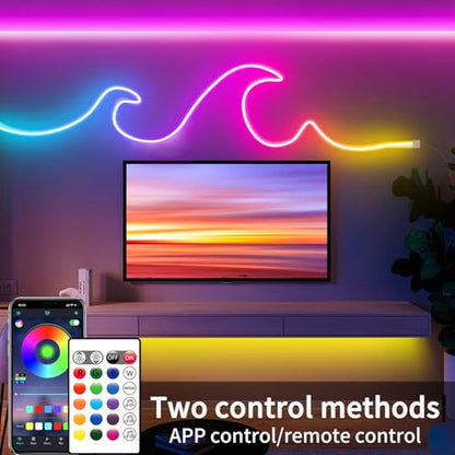 segrass 16.4FT Neon Rope Light,Flexible Led Rope Lights Control with App/Remote,Multiple Mode Rope Lights,IP65 Outdoor RGB Led Neon Lights Waterproof,Music Sync Gaming Led Neon Light Strip for Bedroom - size: 16.4FT