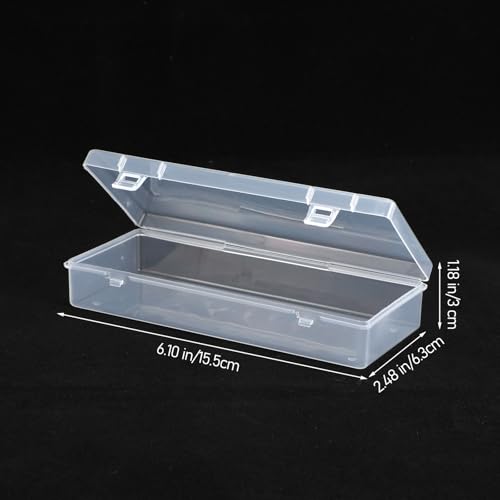 Ptwola 3pcs Mini Plastic Storage Containers Box with Hinged Lid, 6.1x2.5 Inches Small Rectangle Dustproof Clear Beads Organizer Case for Collecting Craft Small Items Jewelry Business Cards Game Pieces