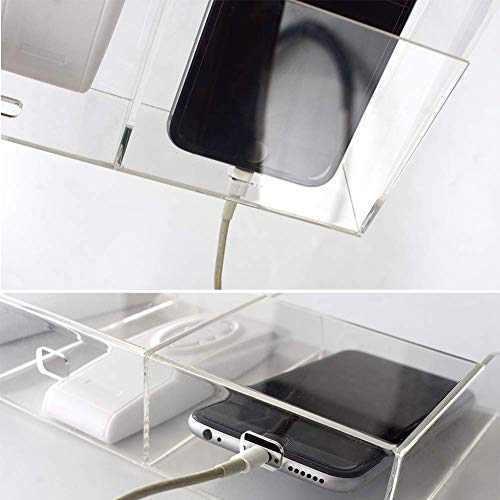 VANCORE Clear Wall Mounted Charging Phone Holder Smart Phone Station TV Remote Control Holder Wall Box (3 Holes) - color: 3 Holes