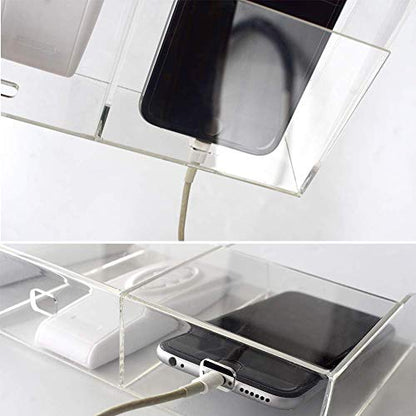VANCORE Clear Wall Mounted Charging Phone Holder Smart Phone Station TV Remote Control Holder Wall Box (3 Holes) - color: 3 Holes