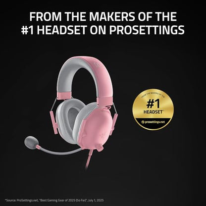 Razer BlackShark V2 X Gaming Headset, 50mm Drivers, Quartz Pink - color: Quartz Pink, size: 3.5 mm, style: PC