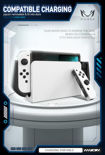 Mumba Dockable Case for Nintendo Switch OLED 2021, [Blade Series] TPU Grip Protective Cover Accessories Compatible with Nintendo Switch OLED 7 Inch and Joy-Con Controller (Marine) - color: Marine