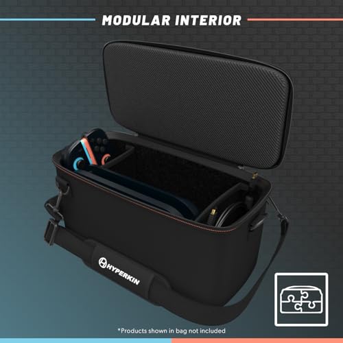 Hyperkin Warden Travel Case for Nintendo Switch 2 – Hard Shell Protective Carrying Bag with Modular Storage, Game Cartridge Organizer, Velvet Interior, Shoulder Strap, Travel Carry Case