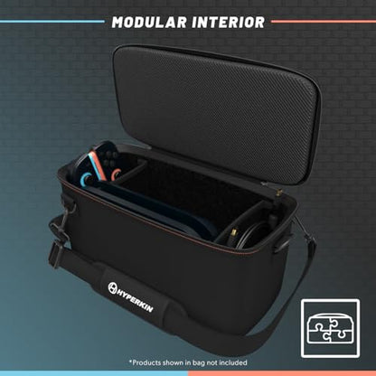 Hyperkin Warden Travel Case for Nintendo Switch 2 – Hard Shell Protective Carrying Bag with Modular Storage, Game Cartridge Organizer, Velvet Interior, Shoulder Strap, Travel Carry Case