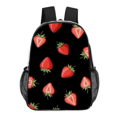 Large Clear Stadium Backpack Mesh Side Pockets Zipper Compartments | Stadium Approved, Strawberry Red Black, PVC See Through Bag, for Sand Water Towels - color: Pattern (334)