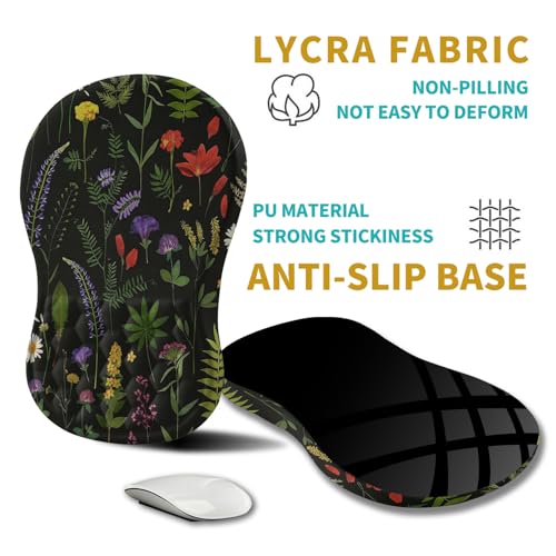 Hokafenle Ergonomic Mouse Pad Wrist Support, Wrist Rest Mousepad for Carpal Tunnel Pain Relief with Integrated Memory Foam Slope Massage Bulge (11.8x7.9 inch,Flowers - color: KM25-Flowers