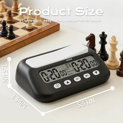 VINJOE Chess Clock Digital Chess Timer Professional for Board Games,Portable Digital Chess Clock & Game Timer with Basic,Bonus,Delay and Positive Time Features Best Gifts for Christmas(Without Battery - style: Without Battery