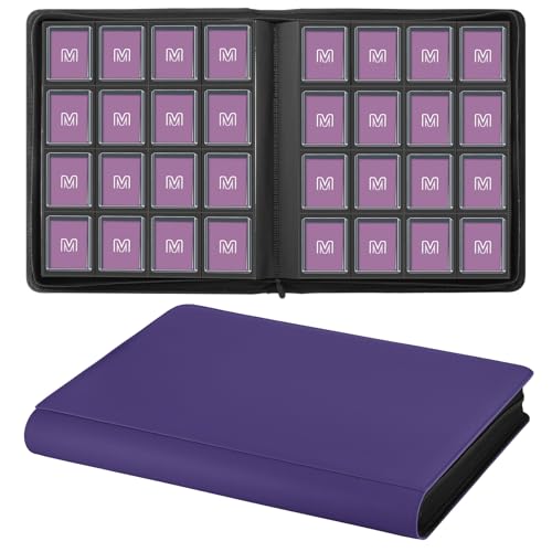 16 Pocket Toploader Binder,Holds 640 TopLoaders (16 Purple) | ﻿ Top Loader Binder for 3" x 4"Rigid Cards,Sleeves Card Collection Binder,20 Double Sided Pages with Trading & Sports Holder - color: 16Purple