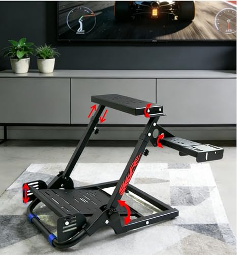 QVWZD Sim Racing Wheel Stand-Pre-assembled & Foldable Steering Frame | Adjustable,Sturdy Construction , Fit For Logitech G920, G923, Thrustmaster T300, T500 and other devices, XBOX, PS and PC
