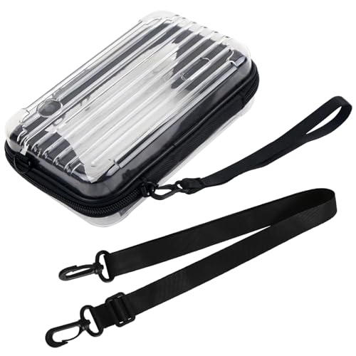 Transparent Hard Shell Makeup Case Cosmetics Case Carrying Hard Bag | for Toiletry Storage Cross Body Bag with Shoulder Strap for Detachable Grip Rope and Shoulder Strap for Travel - color: Clear