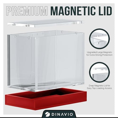 Dinavio Crafthouse PKMN Booster Box Case Acrylic Display - Booster Box Protector Case - 8mm + 5mm Acrylic 5x3mm Magnets - Compatible with PKMN Booster Boxes (Red Base) - color: Red Base