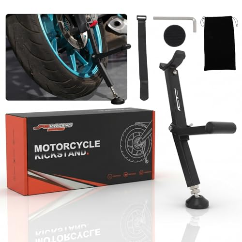 JFG RACING Motorcycle Wheel Lift Stand With Handle, 2.0 Portable Universal Trail Stand for Most Motorcycle Bicycle Dirt Bike Mini Bike, Black - color: black