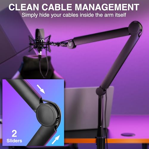 SA-30 Microphone Boom Arm, 360° Rotatable Mic Stand with 6 inch riser, Microphone Holder with 1/4", 3/8" and 5/8" Adapters, Professional Microphone Arm with Accessories, Mic Boom Arm Black